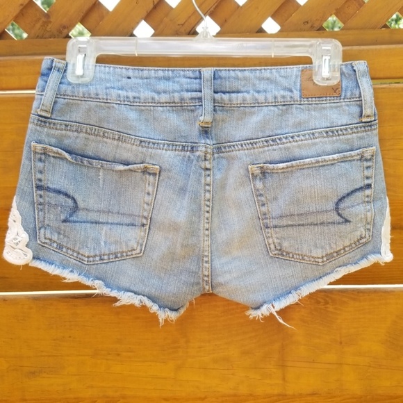 AE Crochet Lace Trim Cut-off Shorts - Picture 2 of 4